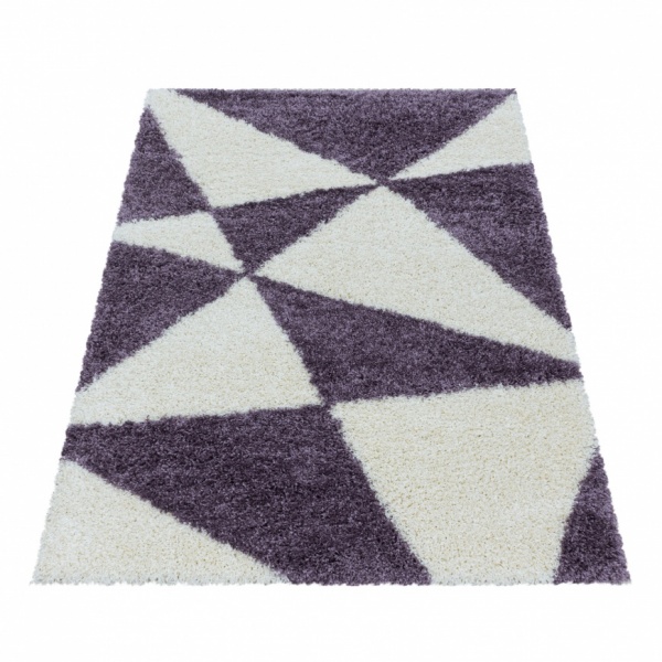 Tango Shaggy Geometric Purple Rug